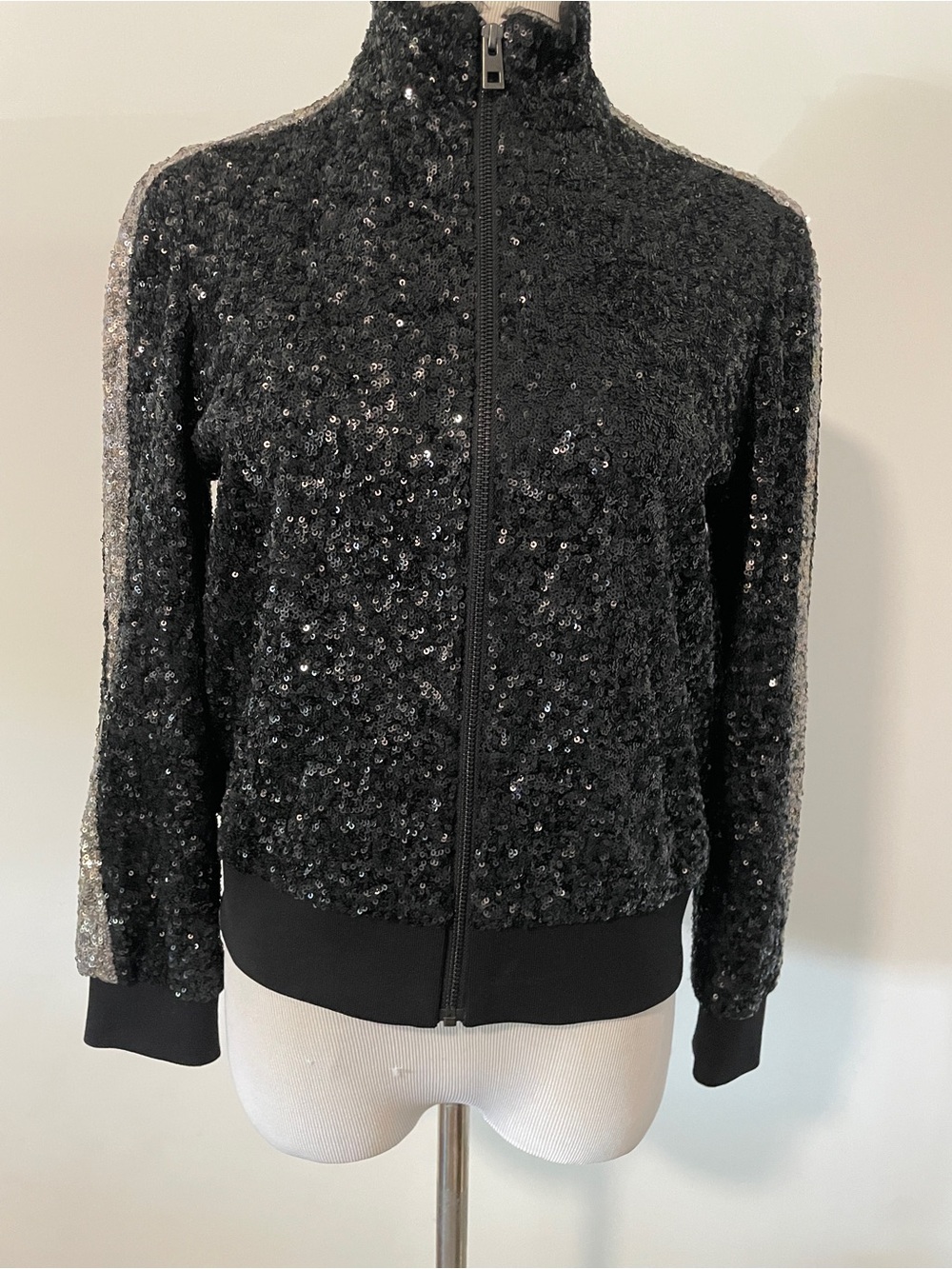 Zadig & Voltaire Black Sequin Bomber Jacket